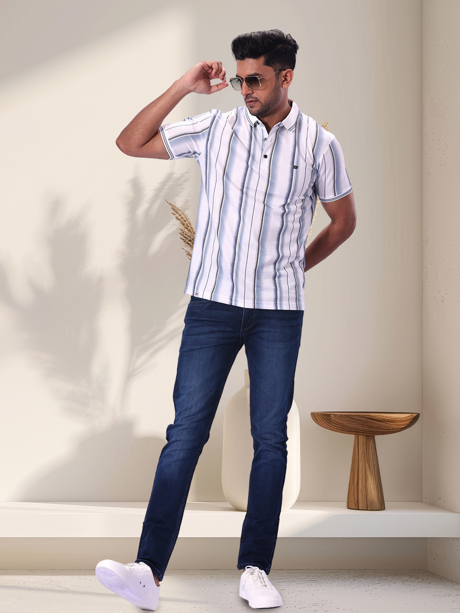 Men's Striped Polo T-Shirt