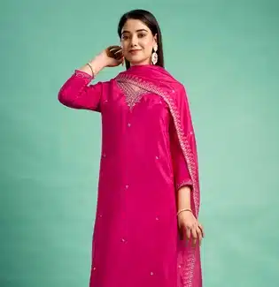 Rani Pink Sequins Embroidered