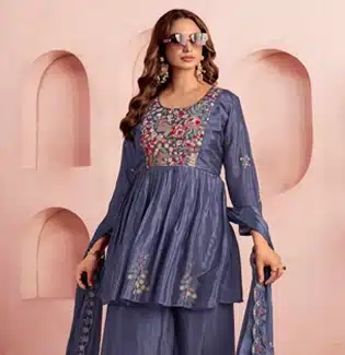 Dark Purple Viscose Chinon Salwar