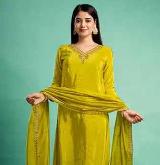 Green Sequins Embroidered Viscose